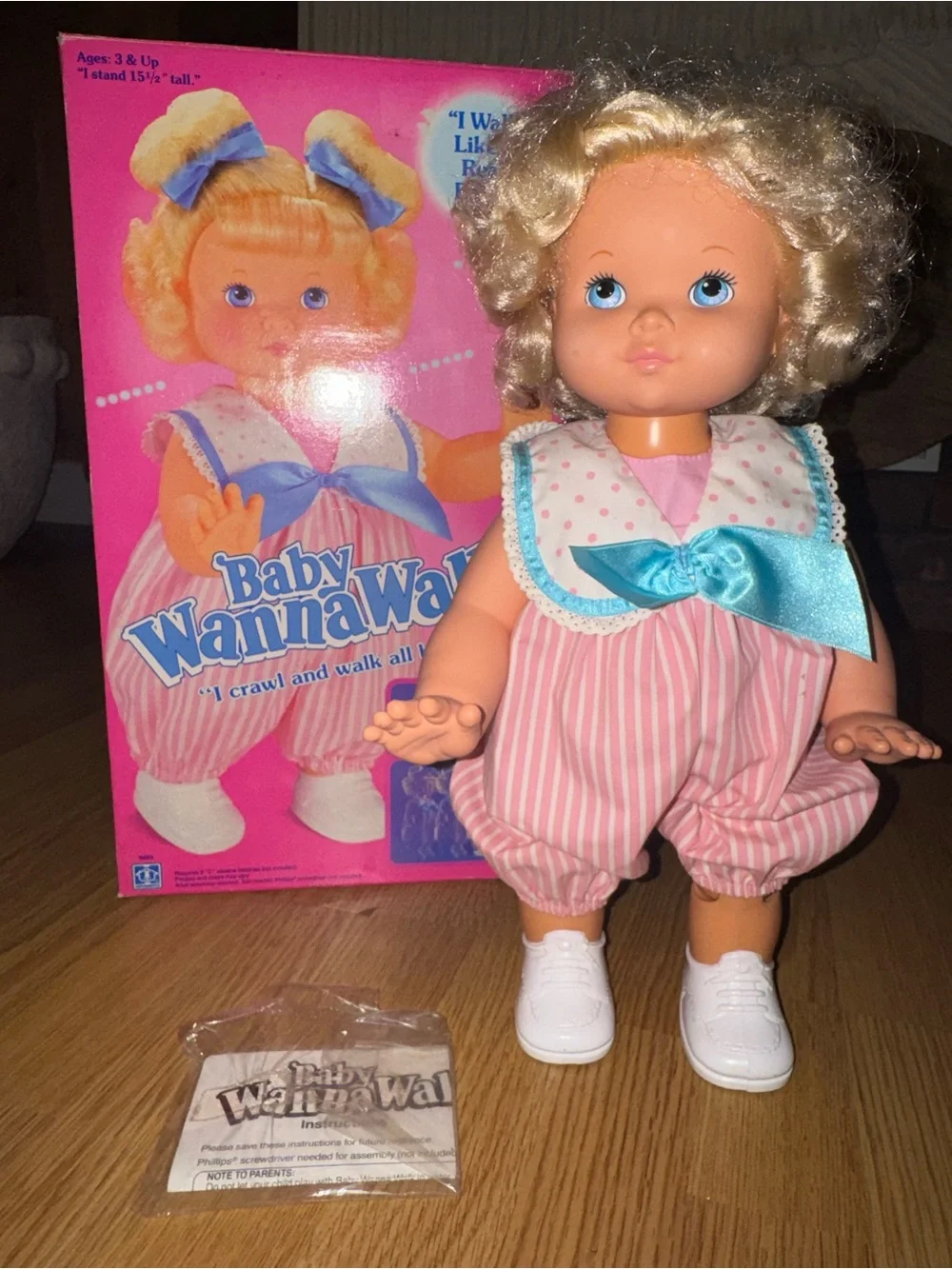 Vintage 1991 Hasbro Baby Wanna Walk baby doll